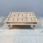 Hand Carved Vintage Door Style Solid Wood Coffee Table 143X83X48 Cm Bleach